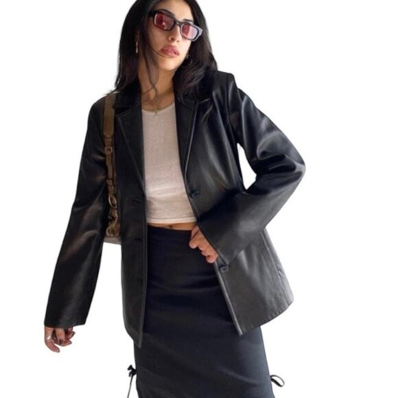 JLC New York Buttery Soft Leather Jacket/Blazer Black Size Medium - Picture 1 of 16